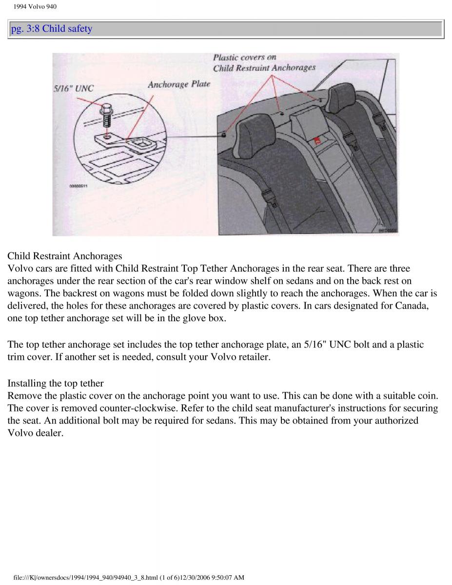 Volvo 940 owners manual / page 101