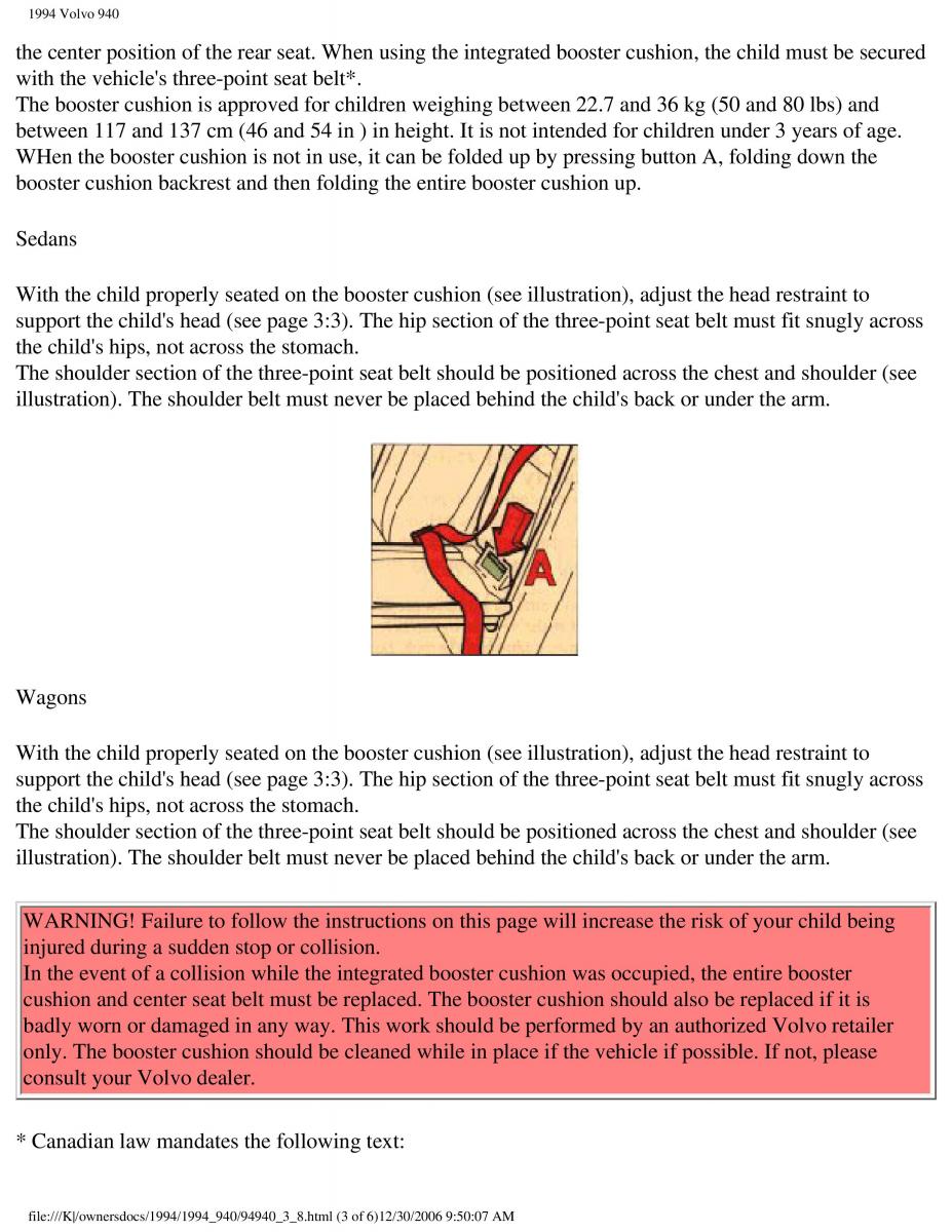 Volvo 940 owners manual / page 103