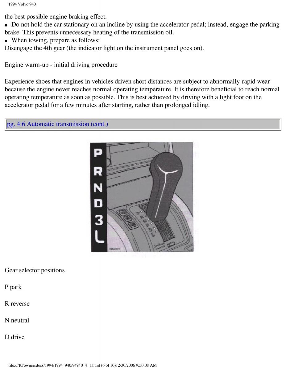 Volvo 940 owners manual / page 112