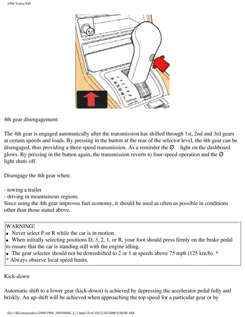 Volvo 940 owners manual / page 115