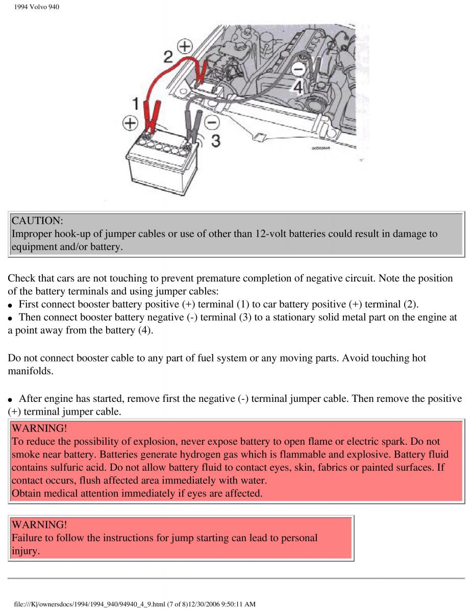 Volvo 940 owners manual / page 128