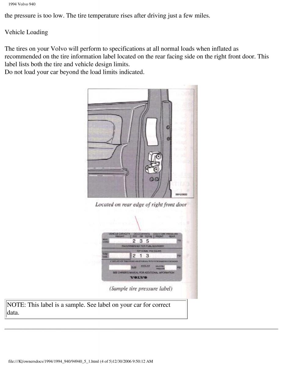 Volvo 940 owners manual / page 133