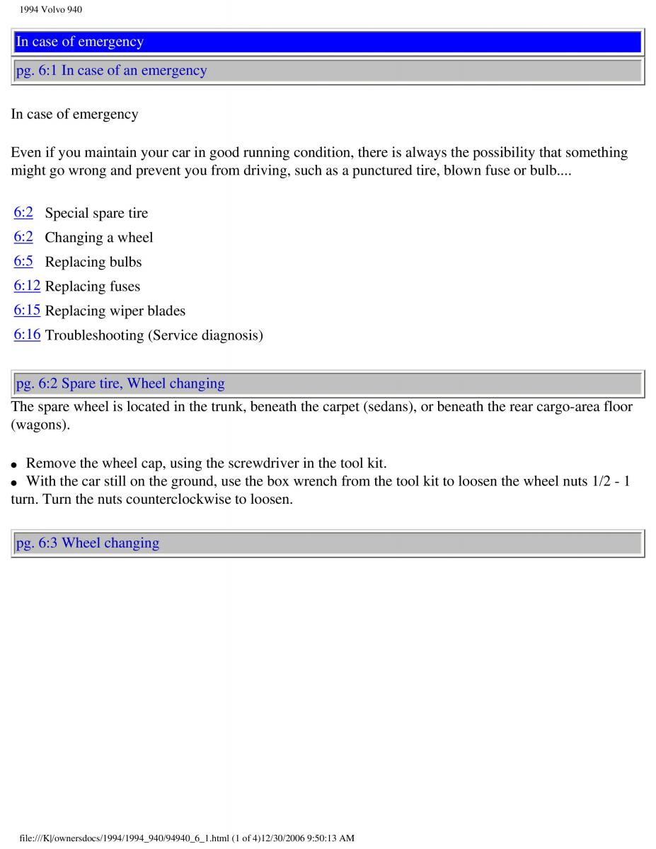 Volvo 940 owners manual / page 135