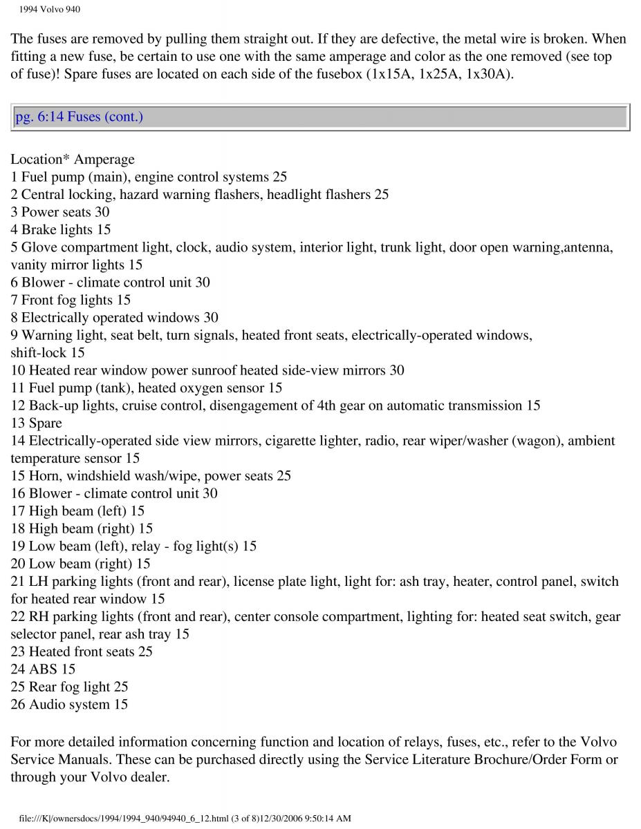 Volvo 940 owners manual / page 141