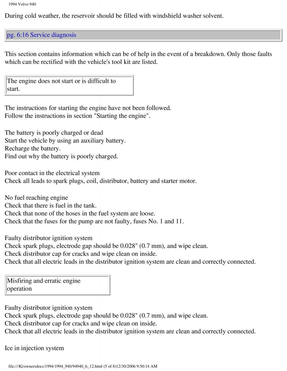 Volvo 940 owners manual / page 143