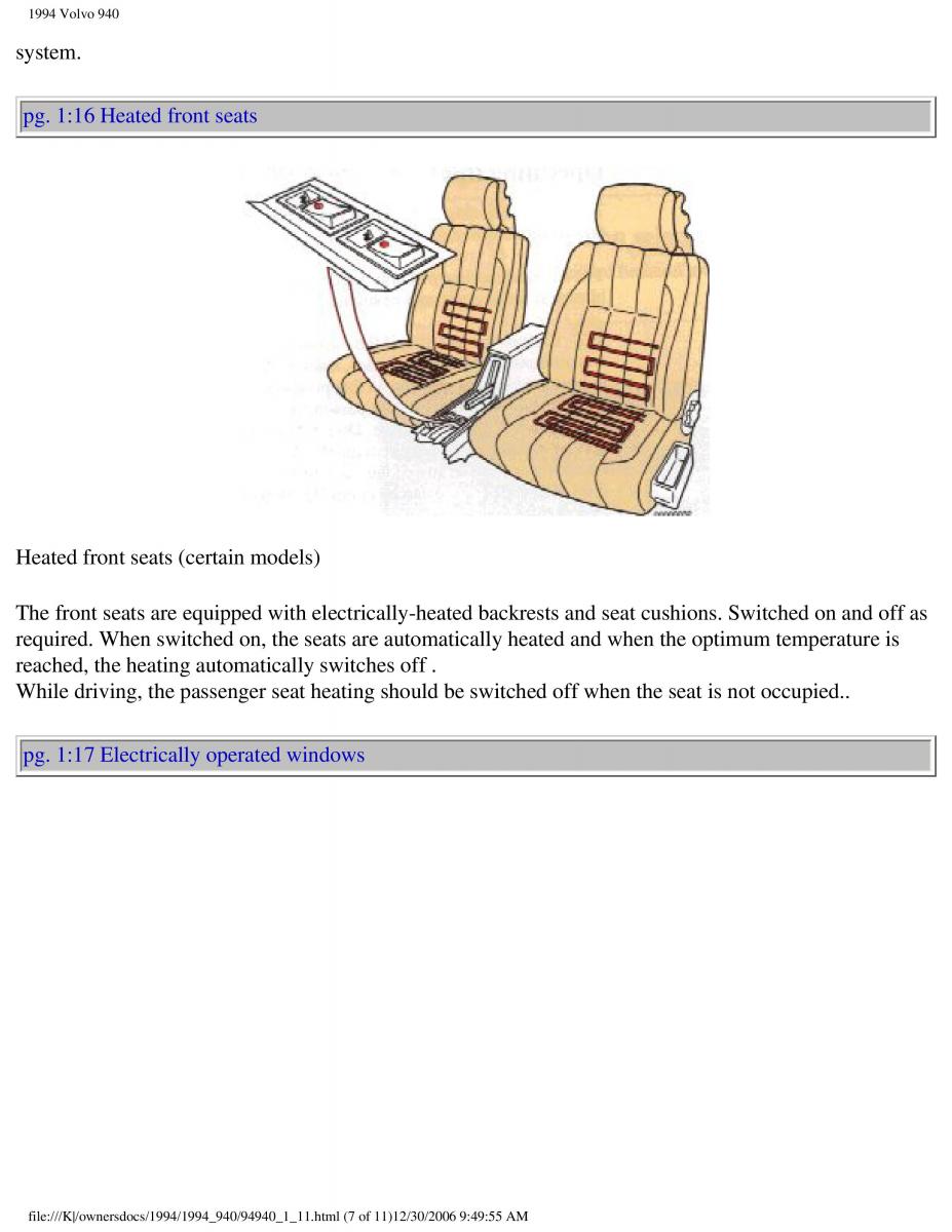 Volvo 940 owners manual / page 15