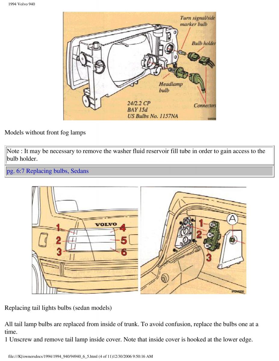 Volvo 940 owners manual / page 150