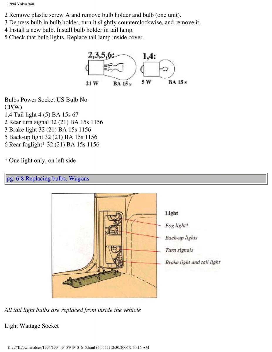 Volvo 940 owners manual / page 151