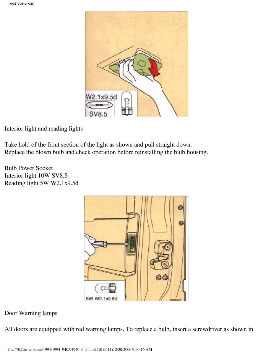 Volvo 940 owners manual / page 156