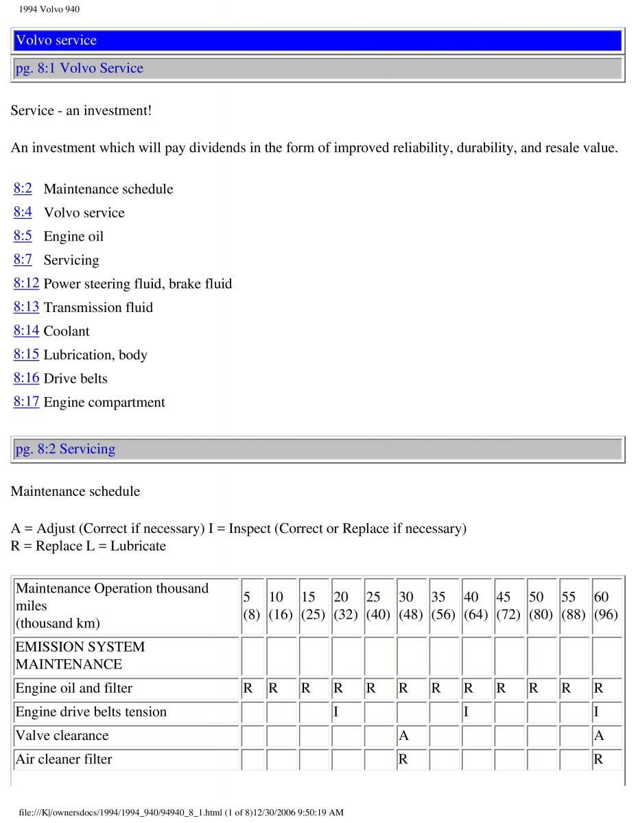 Volvo 940 owners manual / page 167