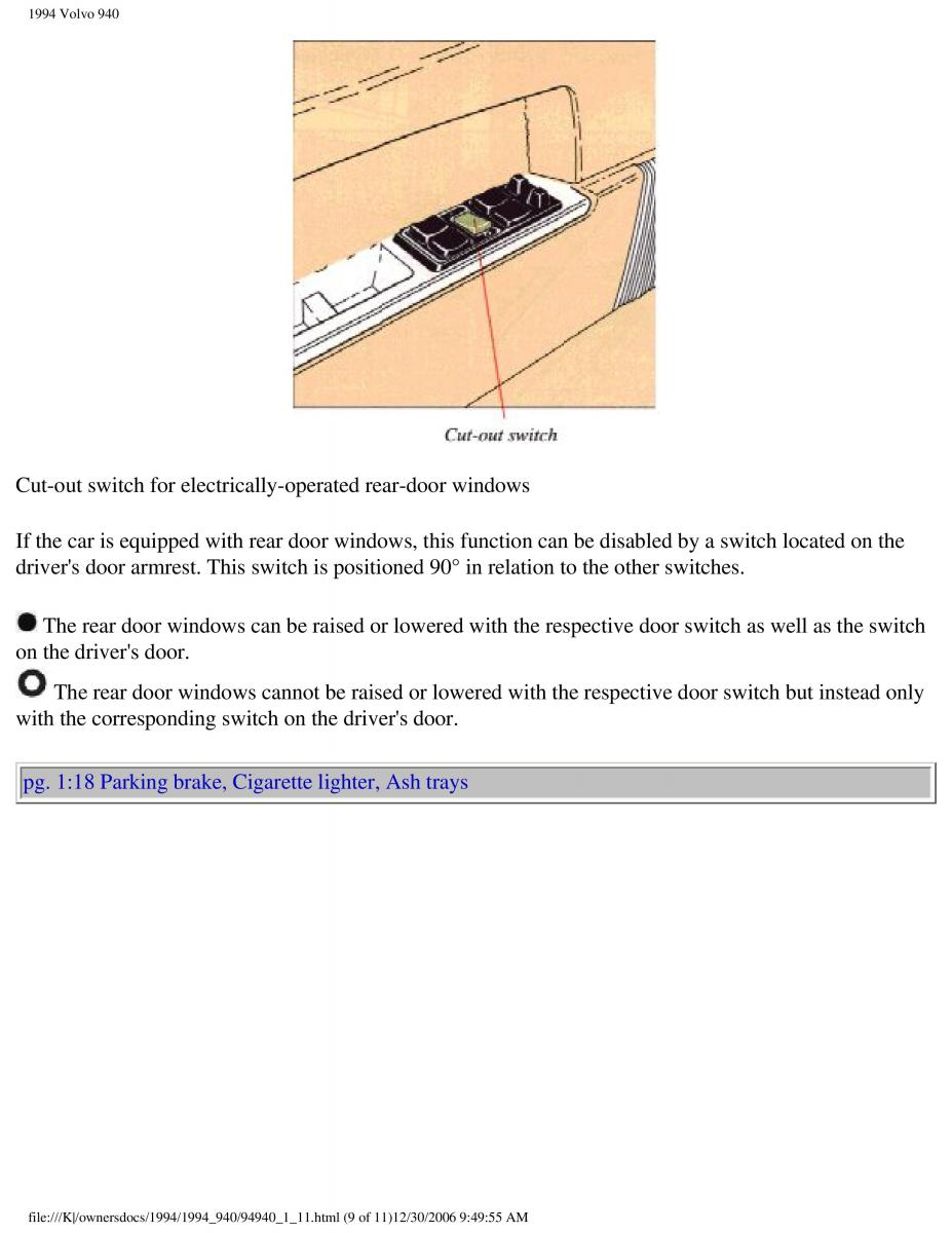 Volvo 940 owners manual / page 17