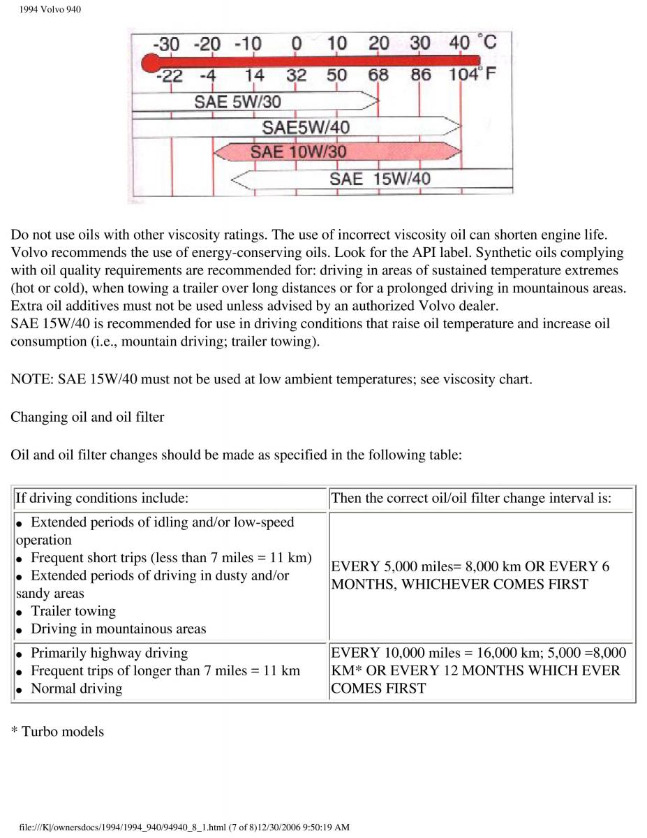 Volvo 940 owners manual / page 173