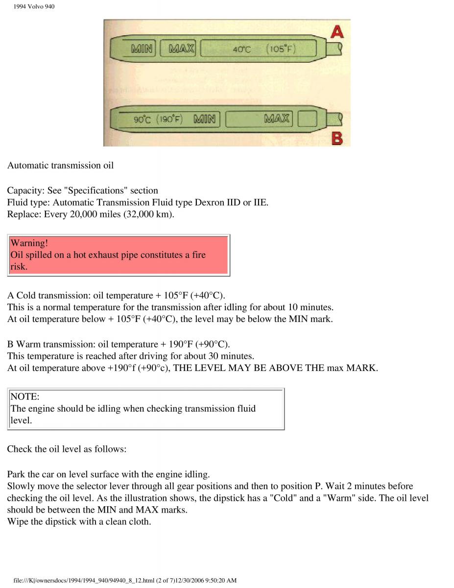 Volvo 940 owners manual / page 176