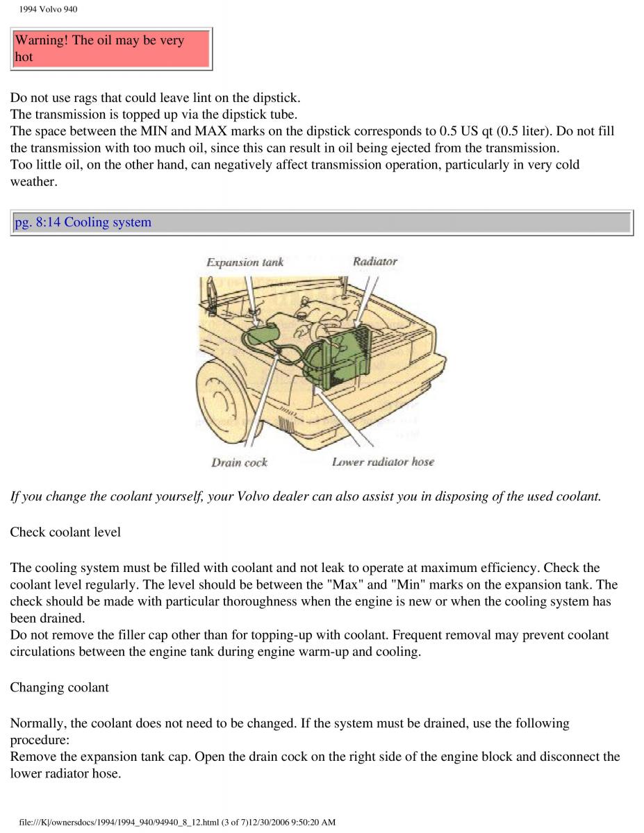 Volvo 940 owners manual / page 177