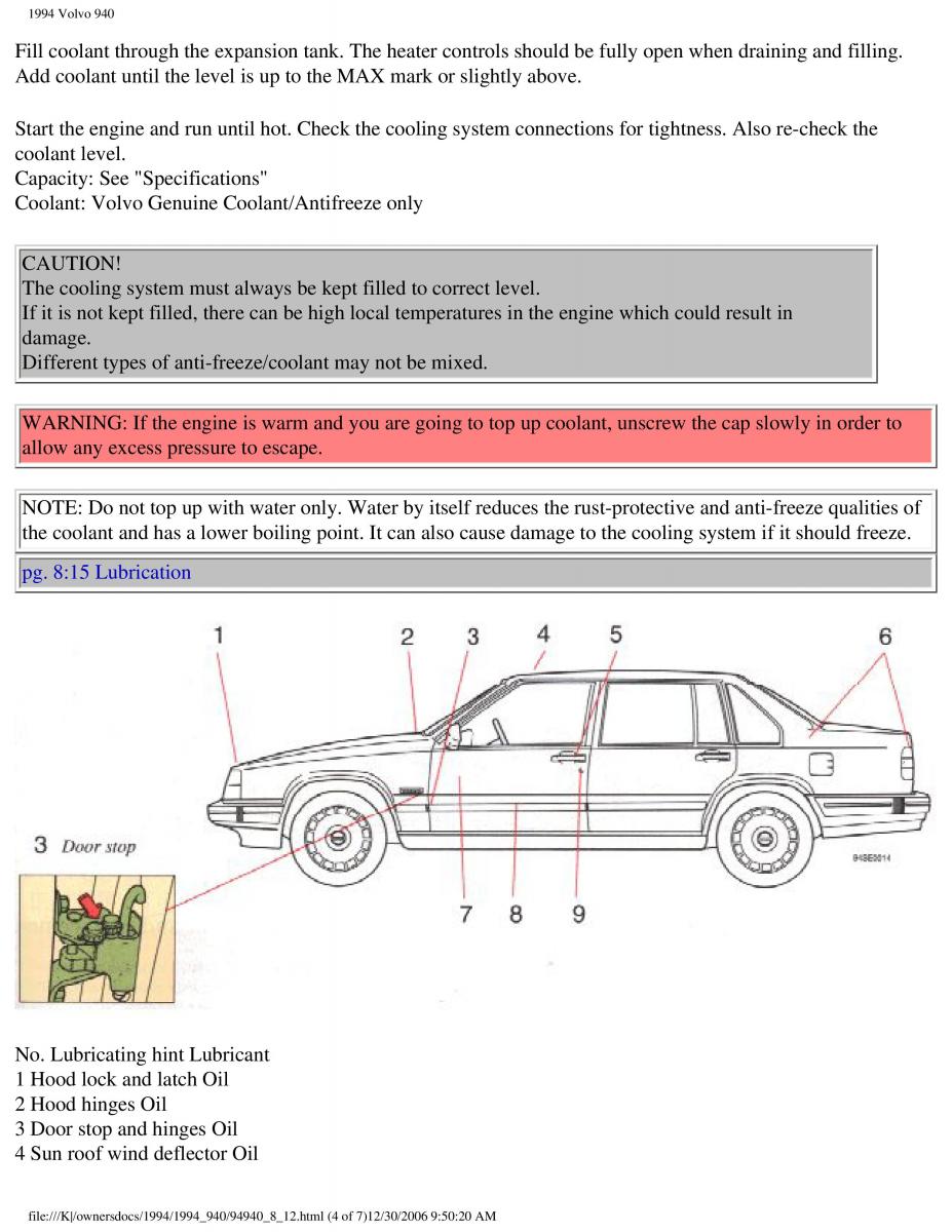 Volvo 940 owners manual / page 178