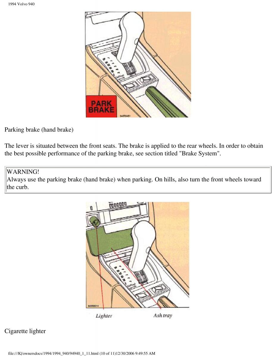 Volvo 940 owners manual / page 18