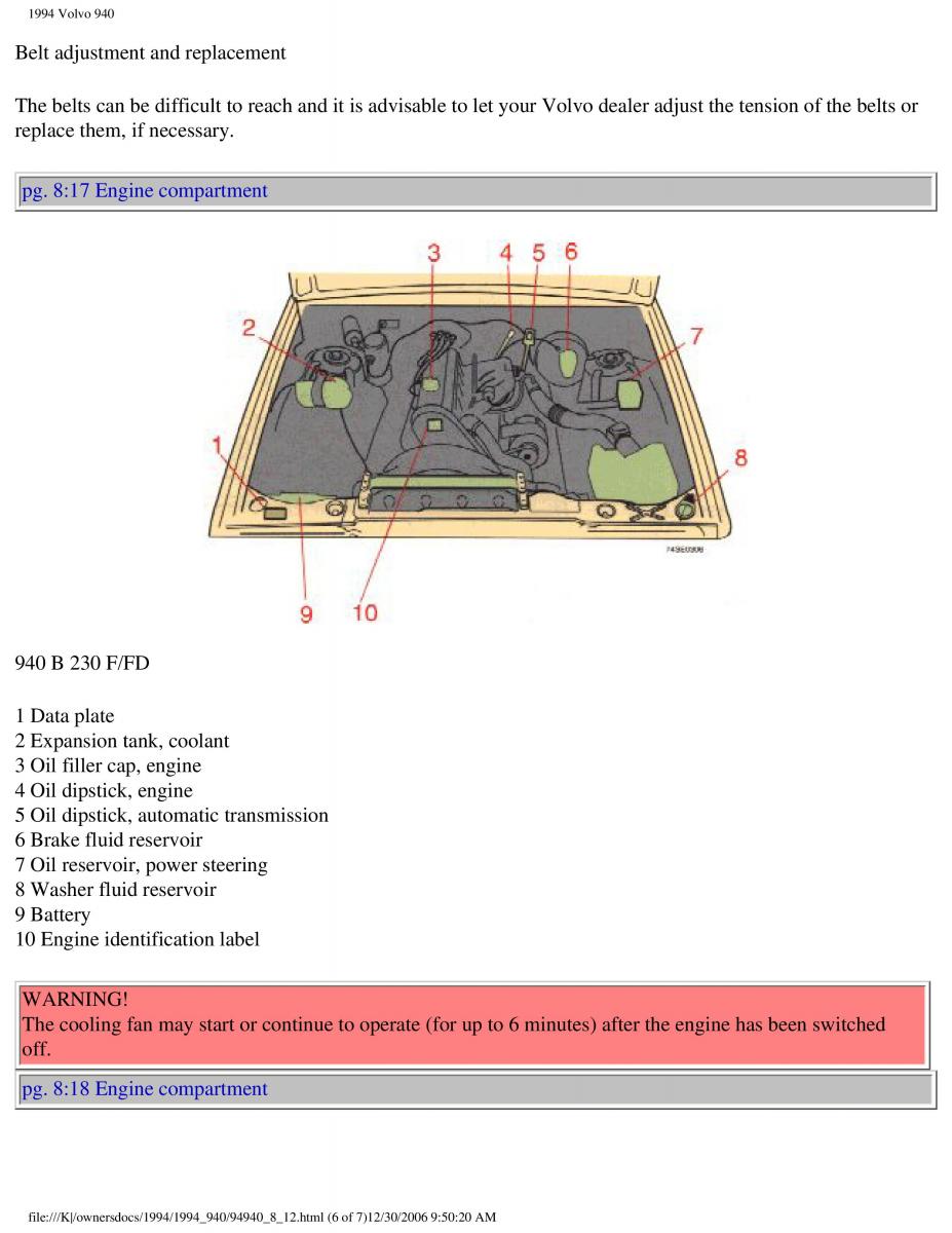 Volvo 940 owners manual / page 180