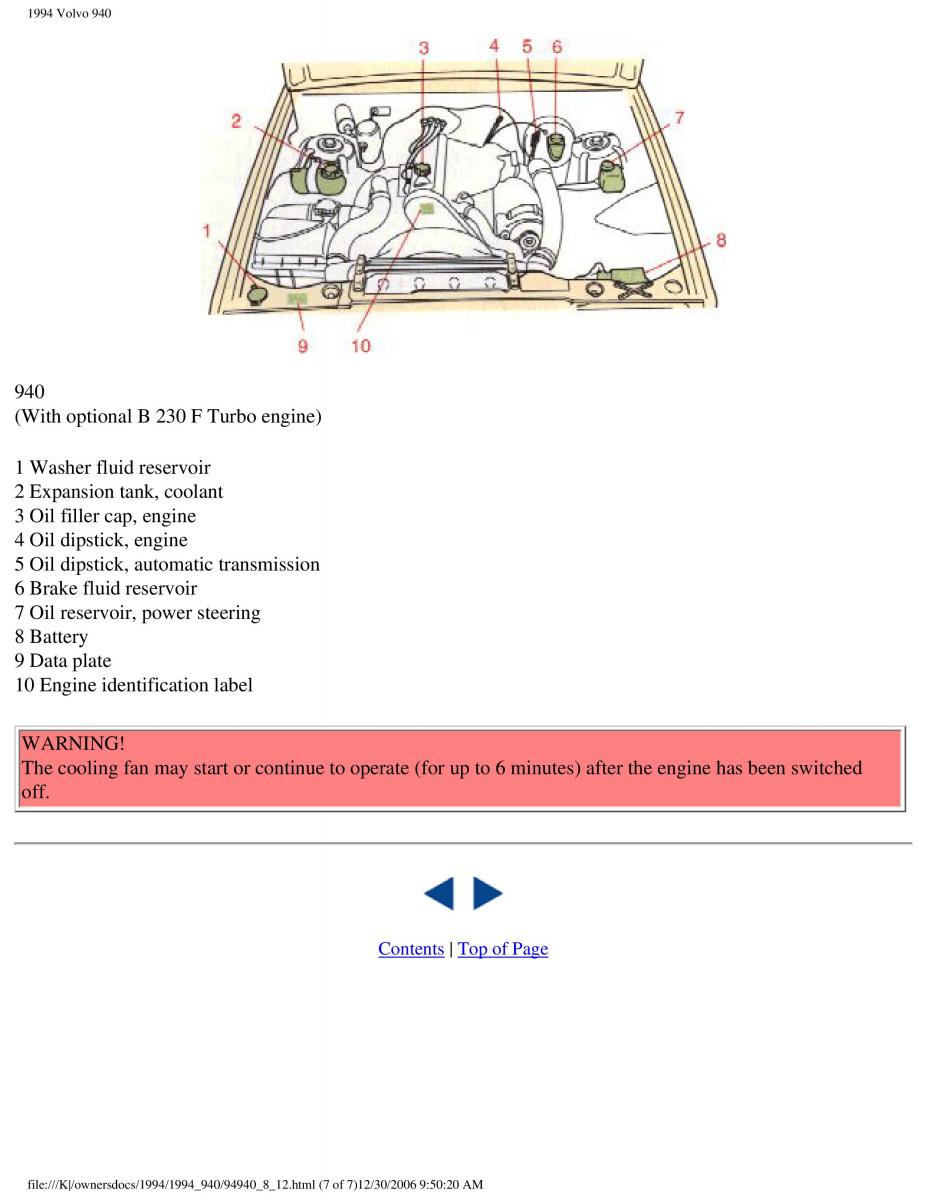 Volvo 940 owners manual / page 181