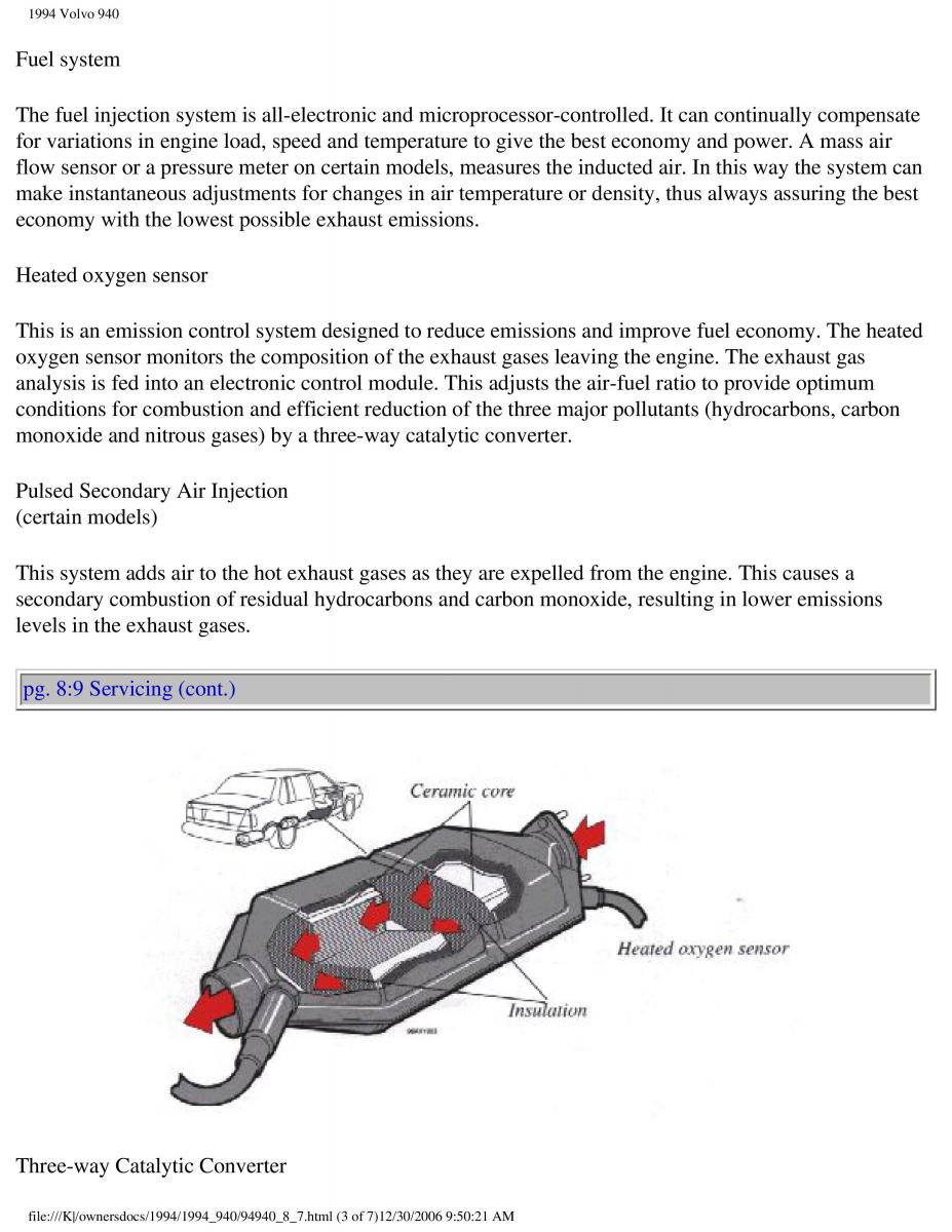 Volvo 940 owners manual / page 184