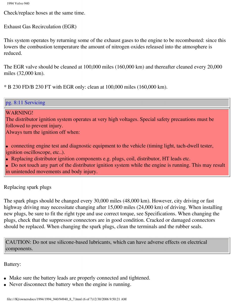 Volvo 940 owners manual / page 187