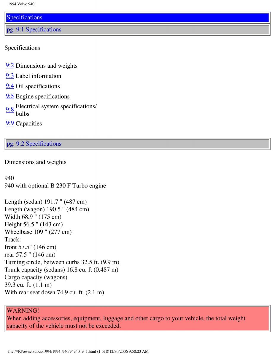 Volvo 940 owners manual / page 189