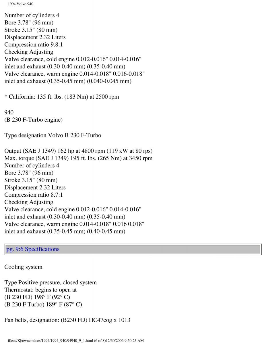 Volvo 940 owners manual / page 194