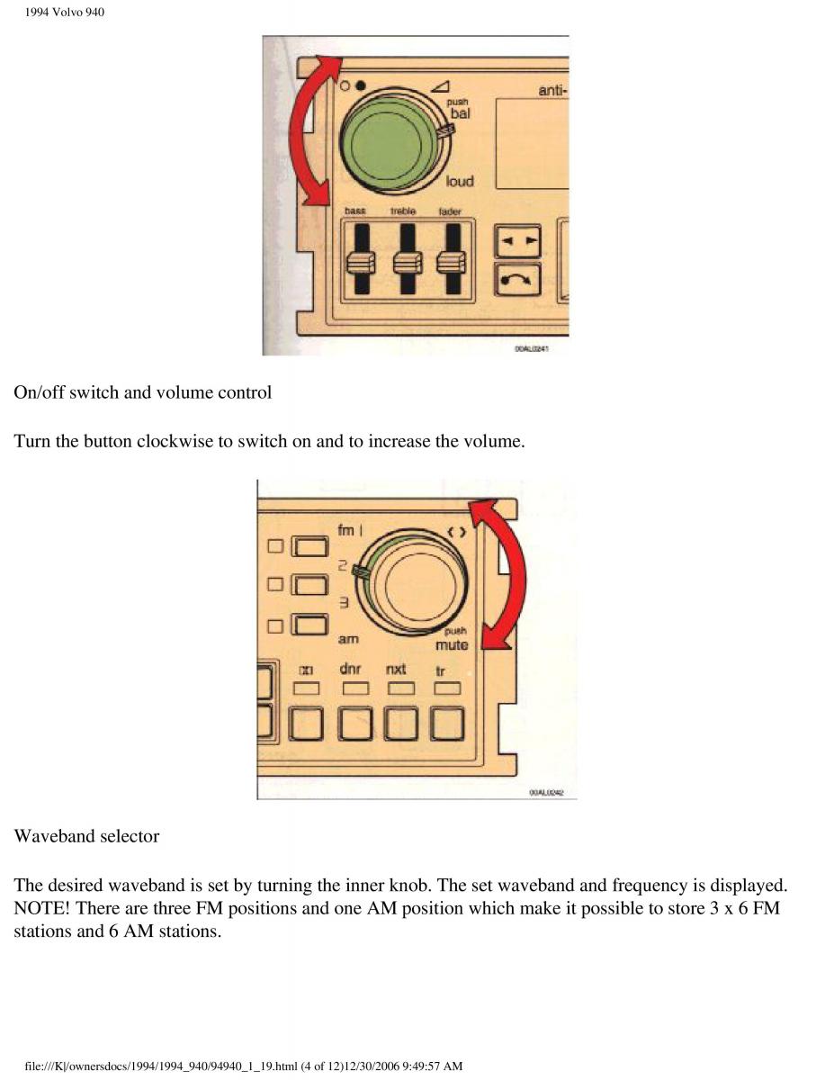 Volvo 940 owners manual / page 23