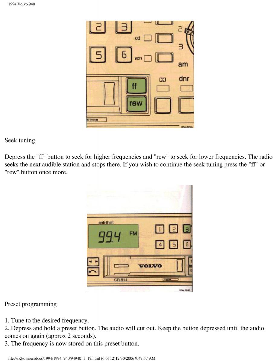 Volvo 940 owners manual / page 25