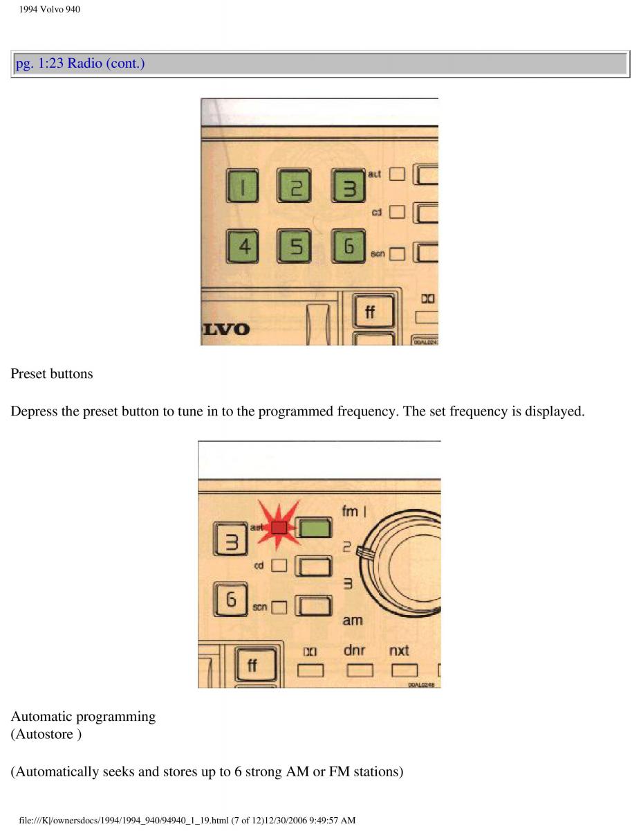 Volvo 940 owners manual / page 26