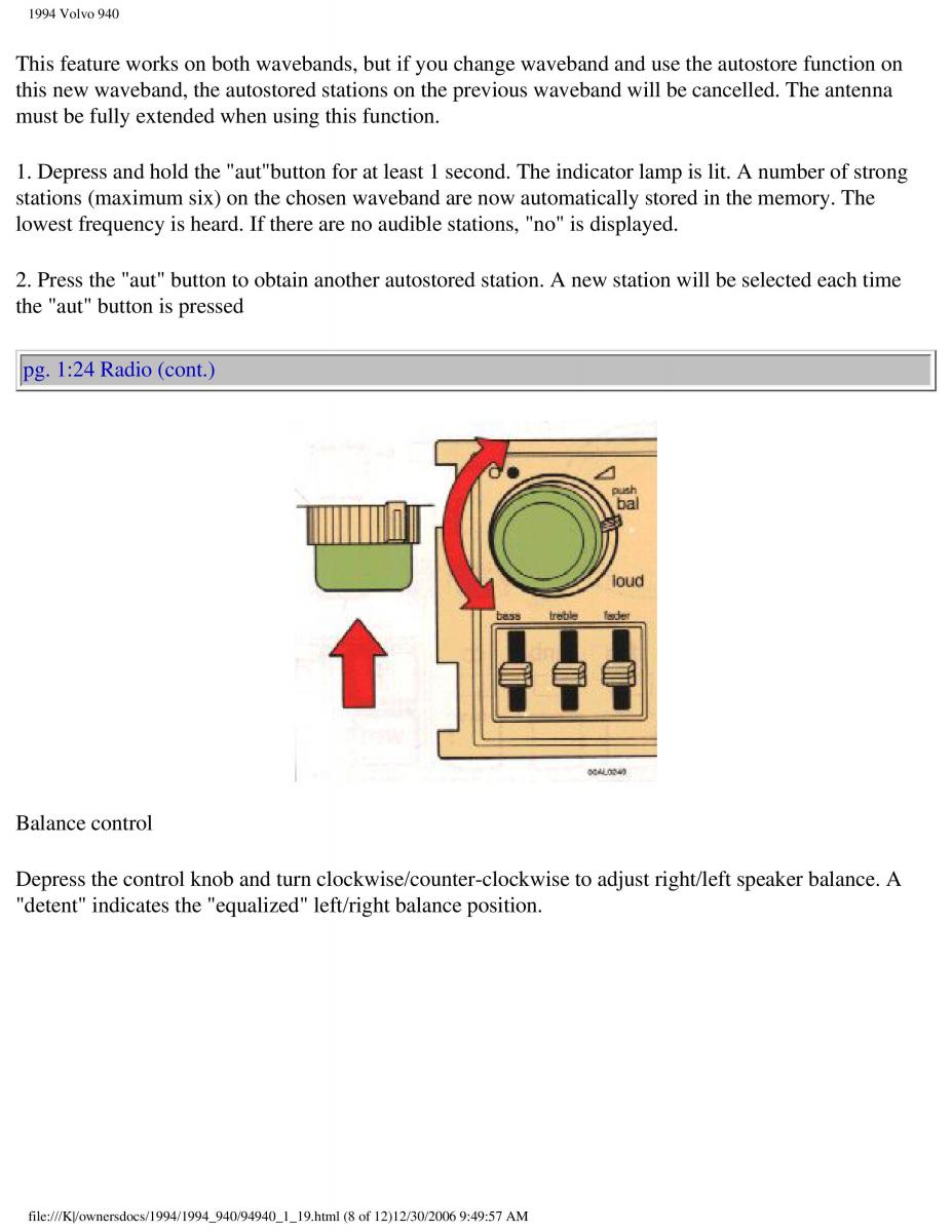 Volvo 940 owners manual / page 27