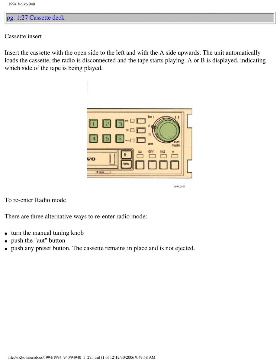 Volvo 940 owners manual / page 32