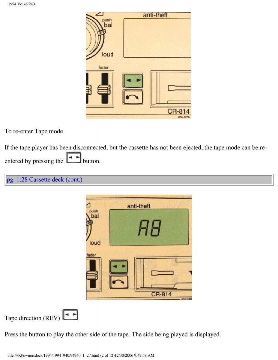 Volvo 940 owners manual / page 33