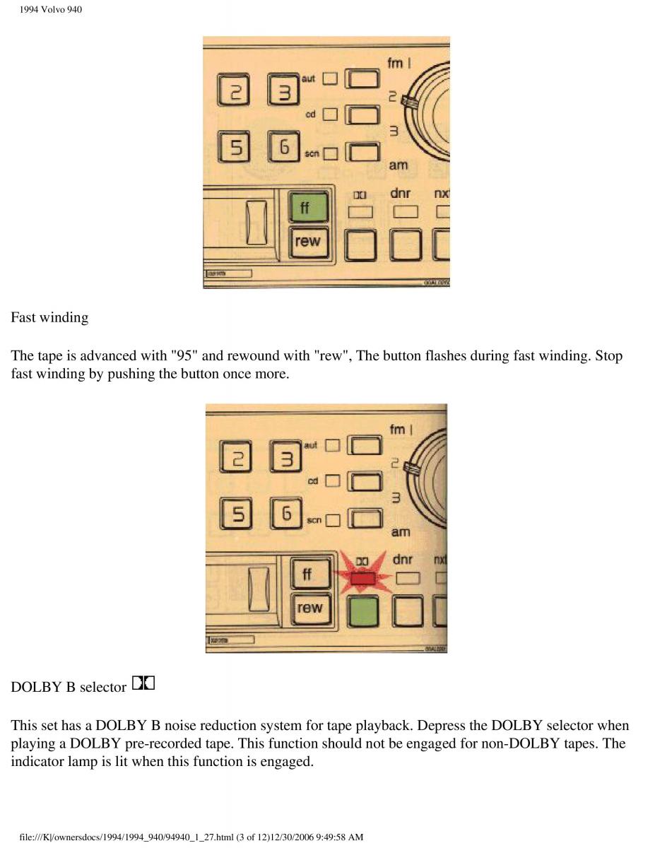 Volvo 940 owners manual / page 34