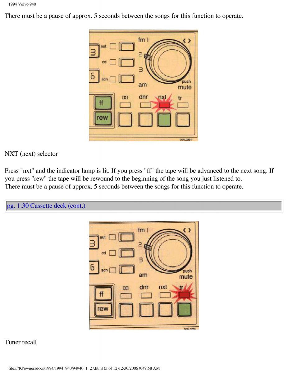 Volvo 940 owners manual / page 36