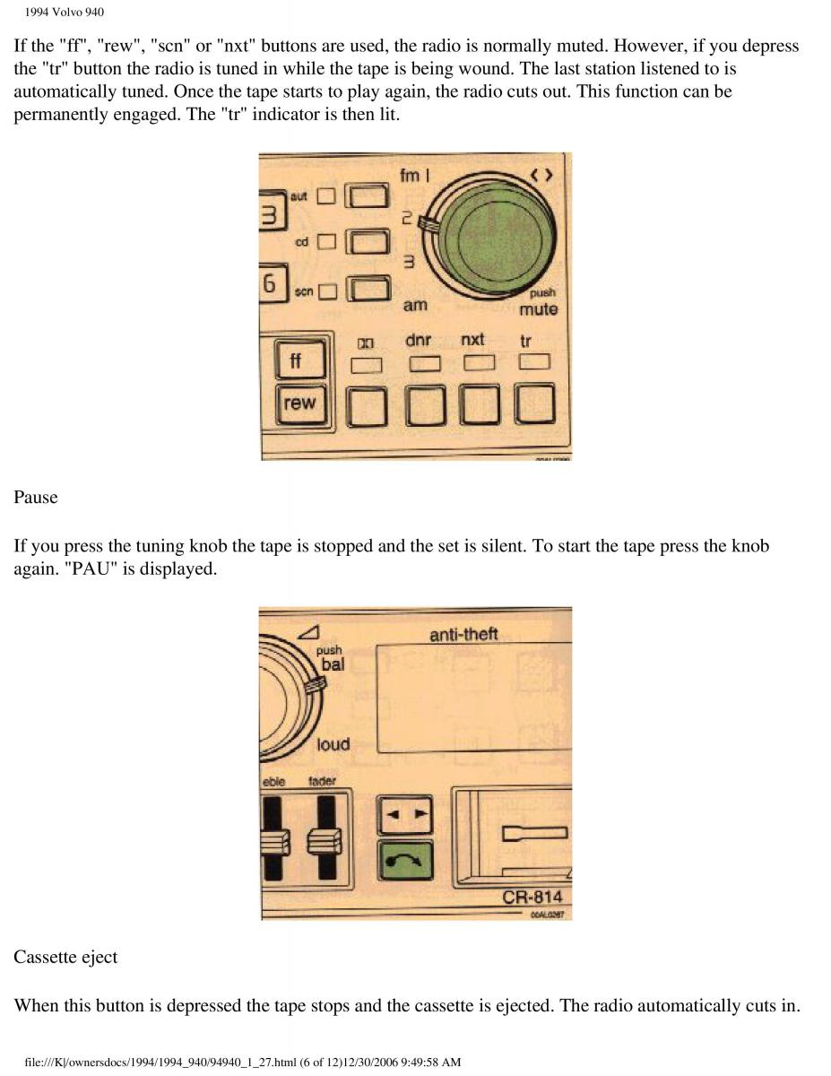 Volvo 940 owners manual / page 37