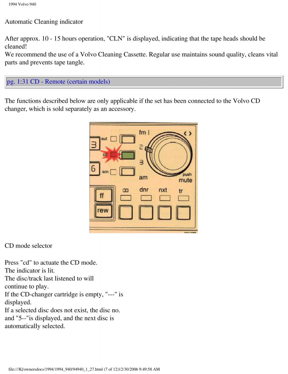 Volvo 940 owners manual / page 38