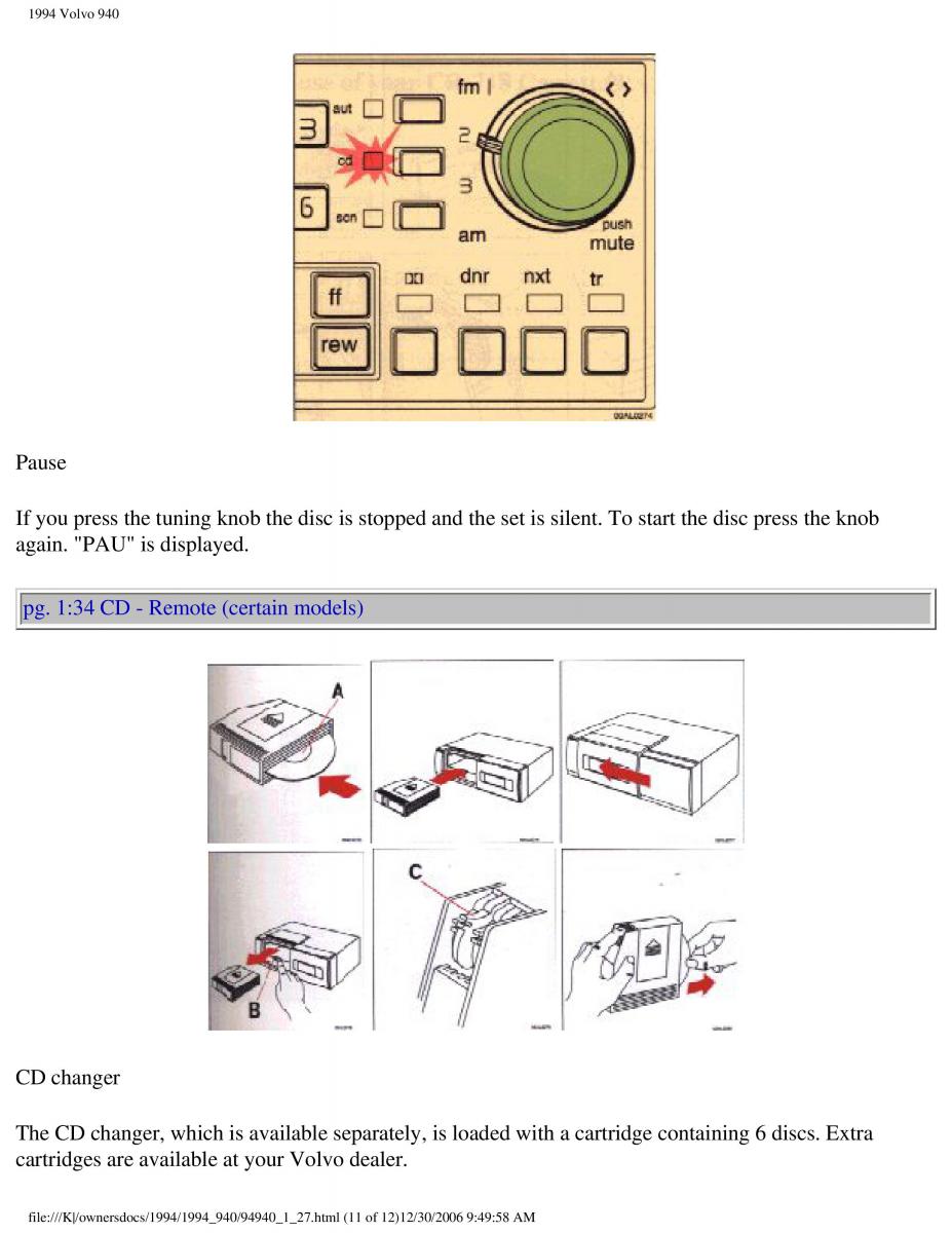 Volvo 940 owners manual / page 42