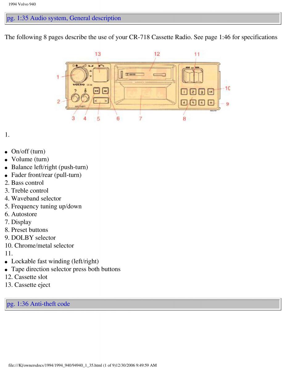 Volvo 940 owners manual / page 44