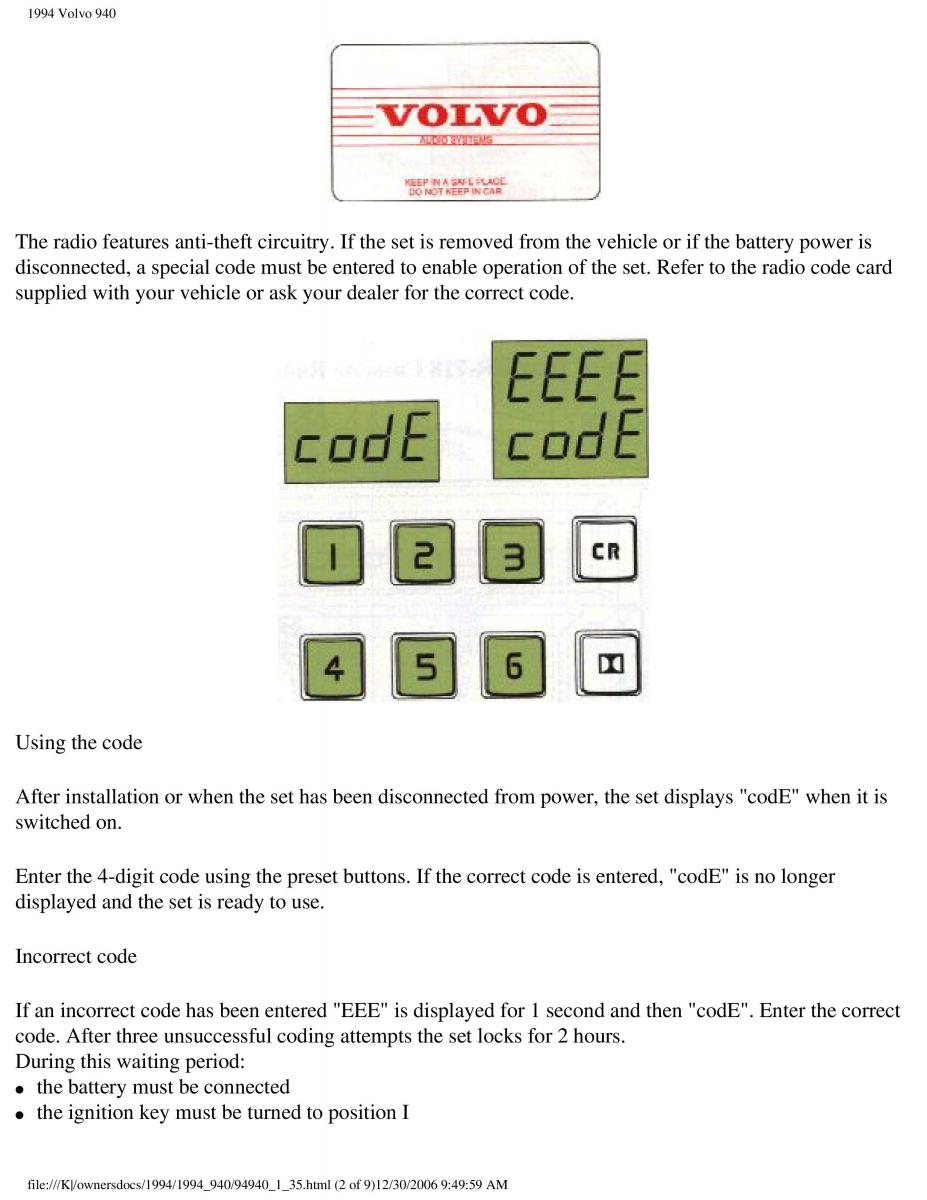 Volvo 940 owners manual / page 45