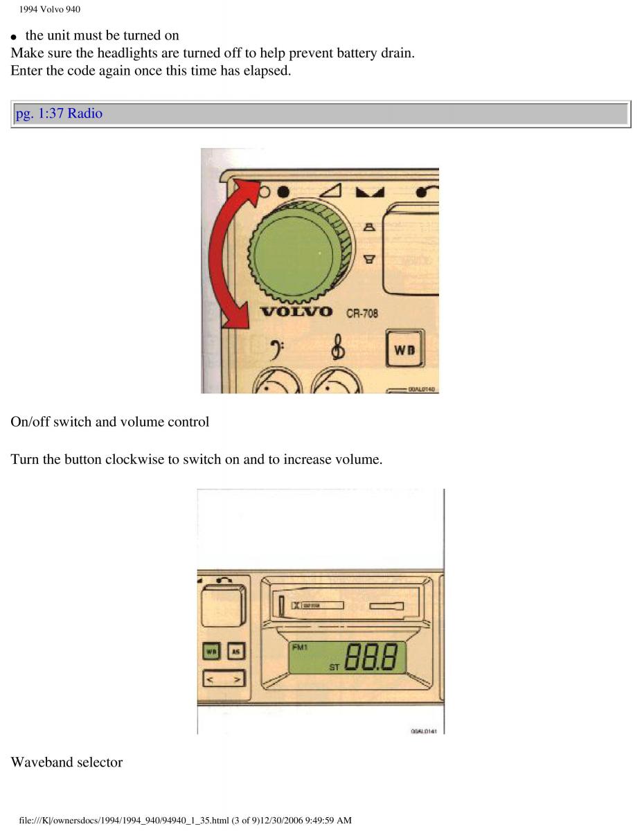 Volvo 940 owners manual / page 46