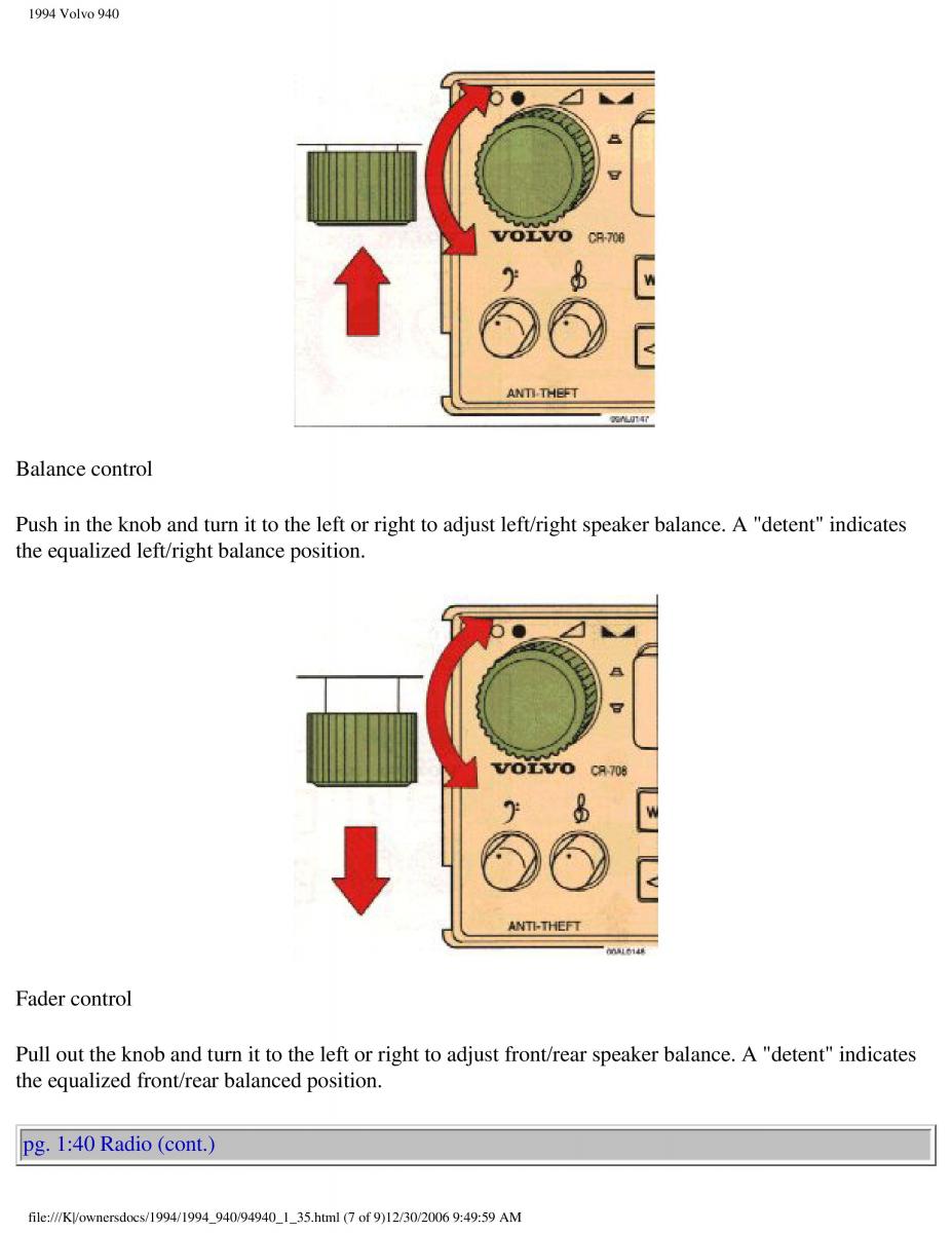 Volvo 940 owners manual / page 50