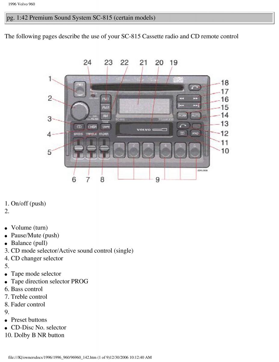 Volvo 960 owners manual / page 59