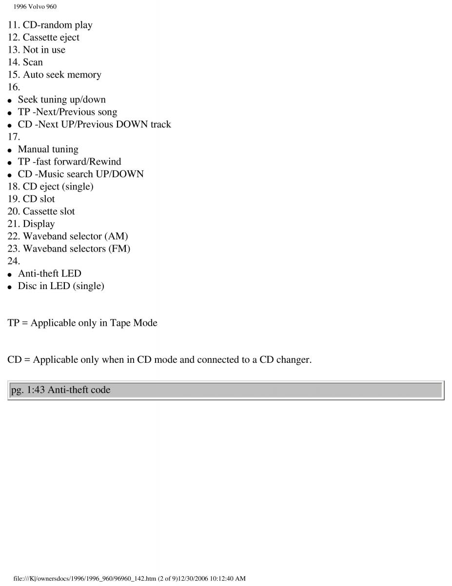 Volvo 960 owners manual / page 60