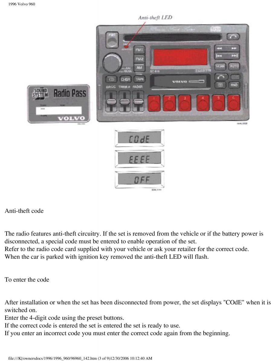 Volvo 960 owners manual / page 61