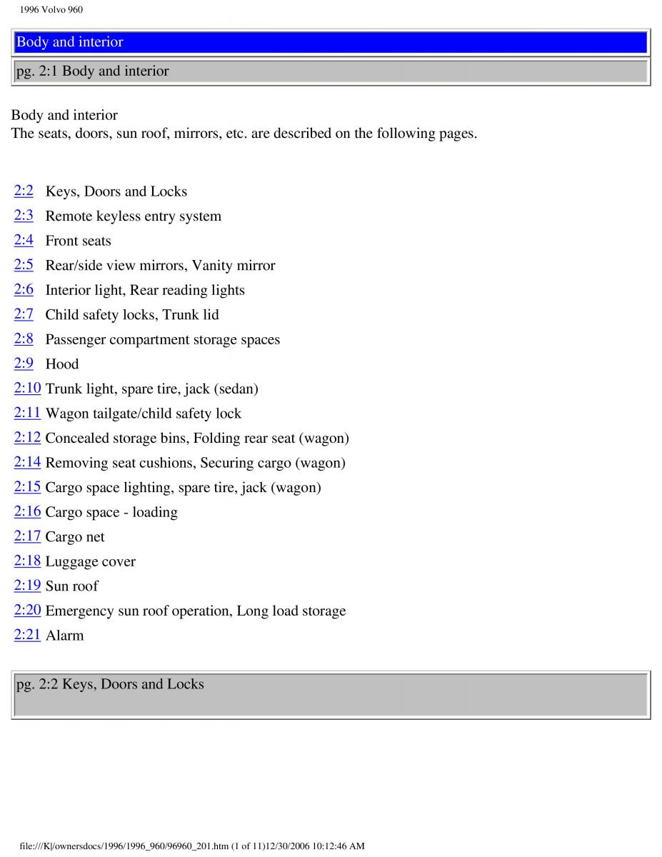 Volvo 960 owners manual / page 90