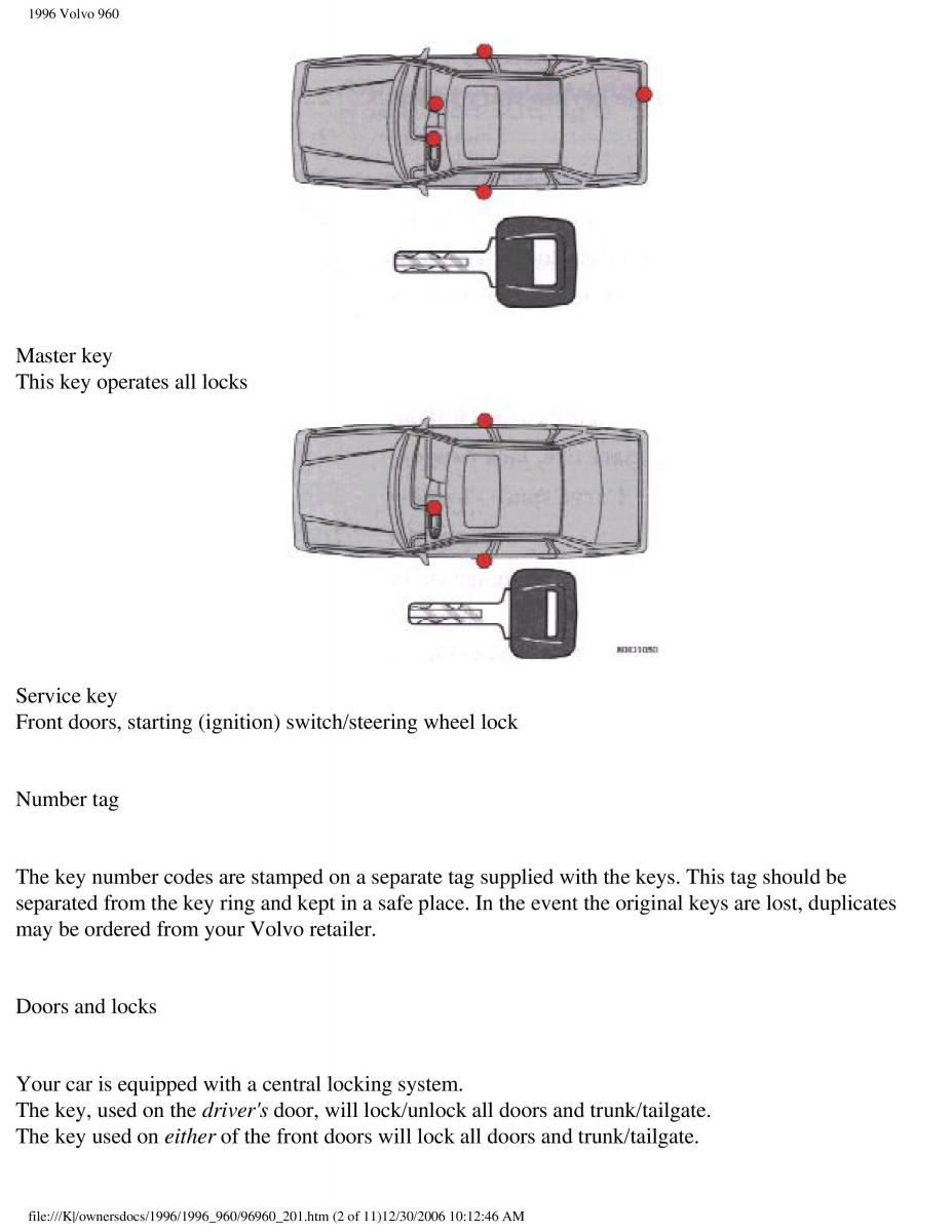 Volvo 960 owners manual / page 91