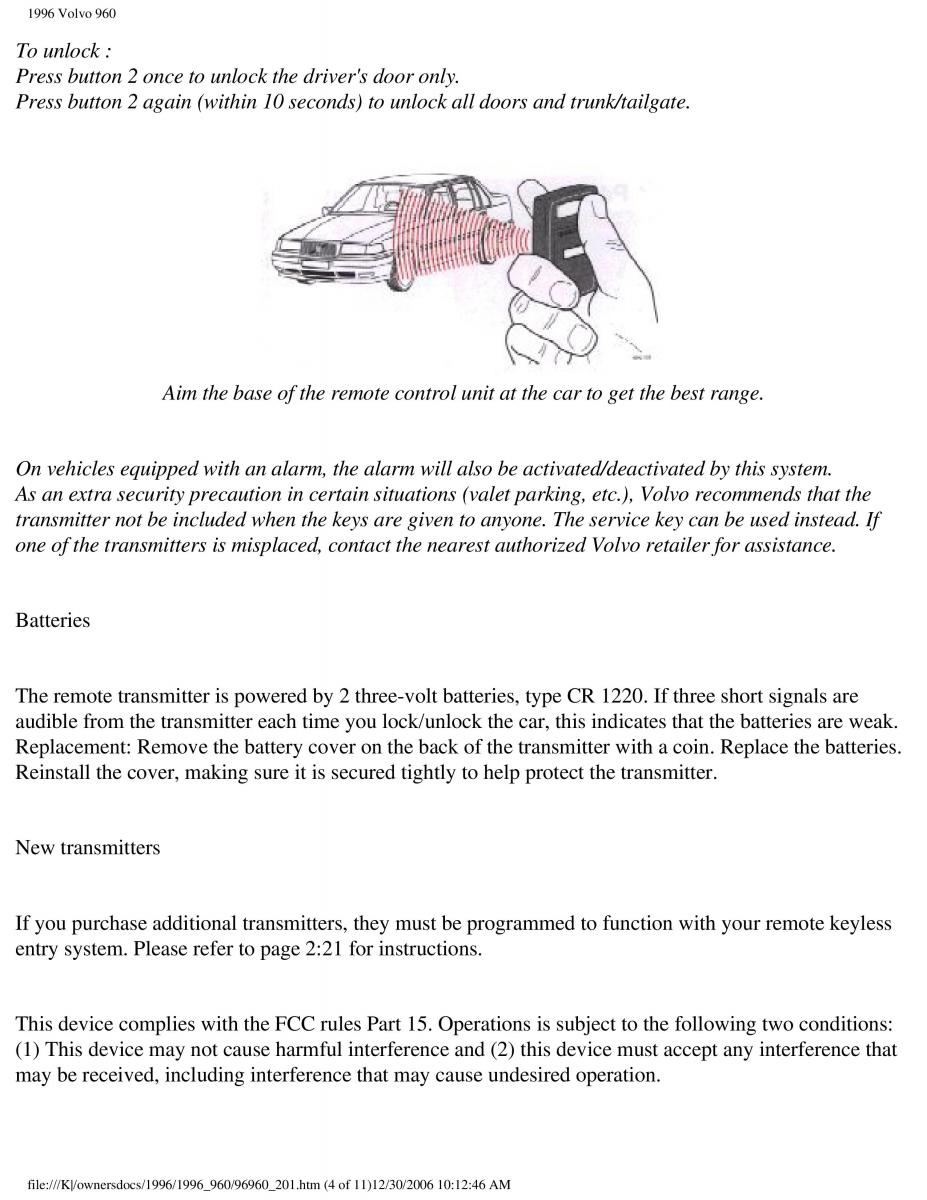 Volvo 960 owners manual / page 93