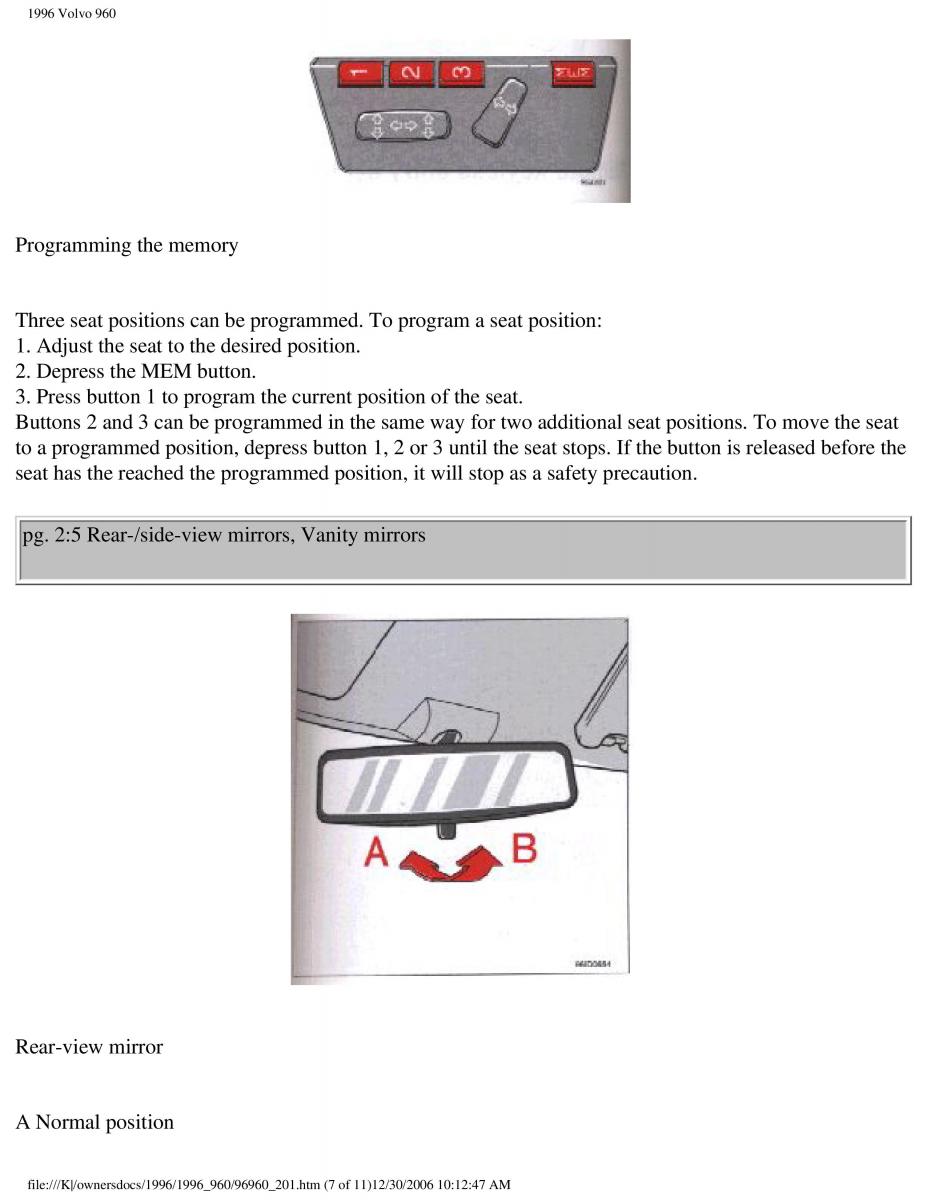 Volvo 960 owners manual / page 96