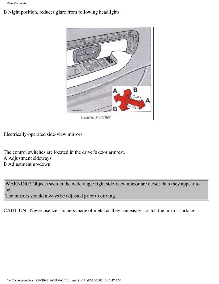 Volvo 960 owners manual / page 97