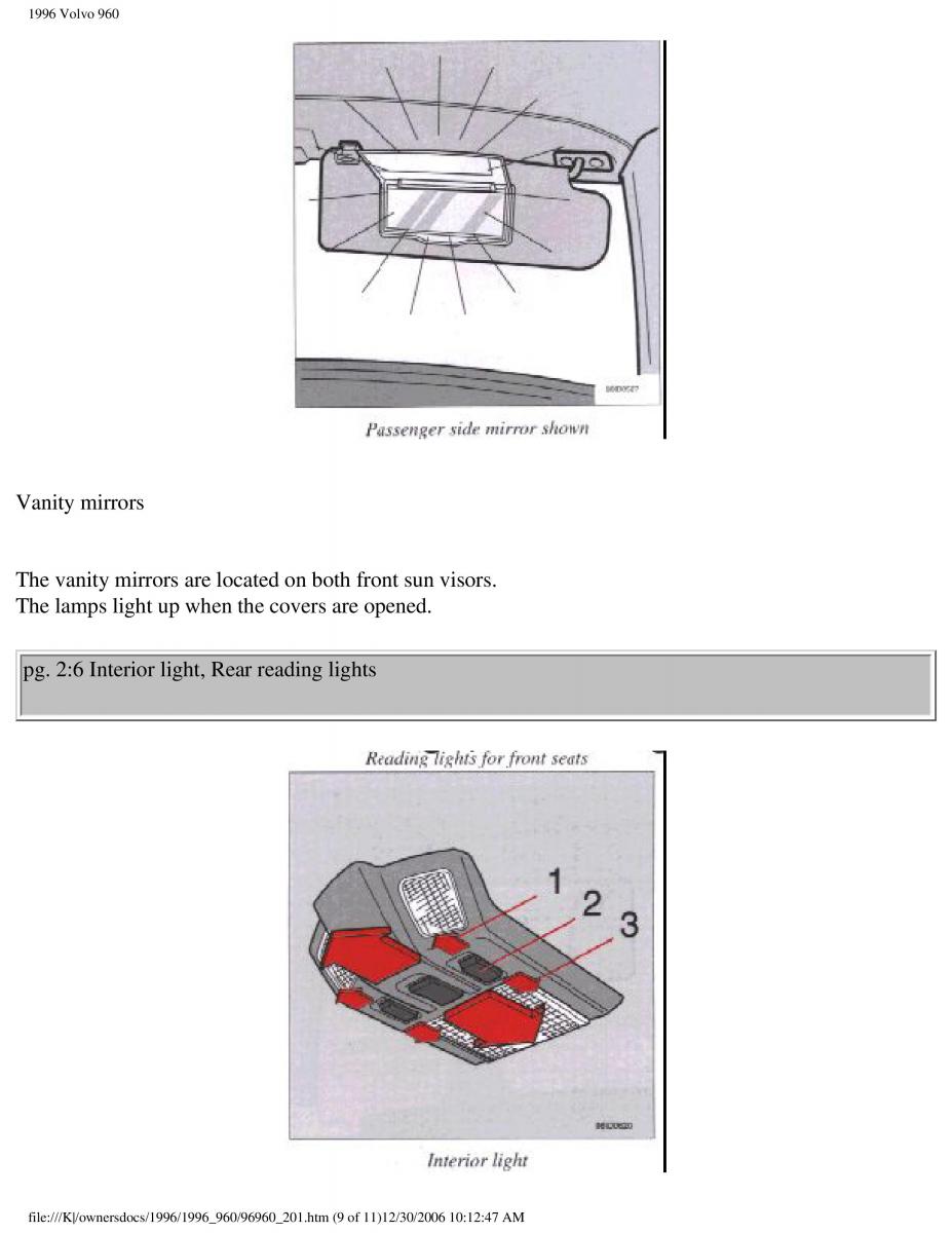 Volvo 960 owners manual / page 98